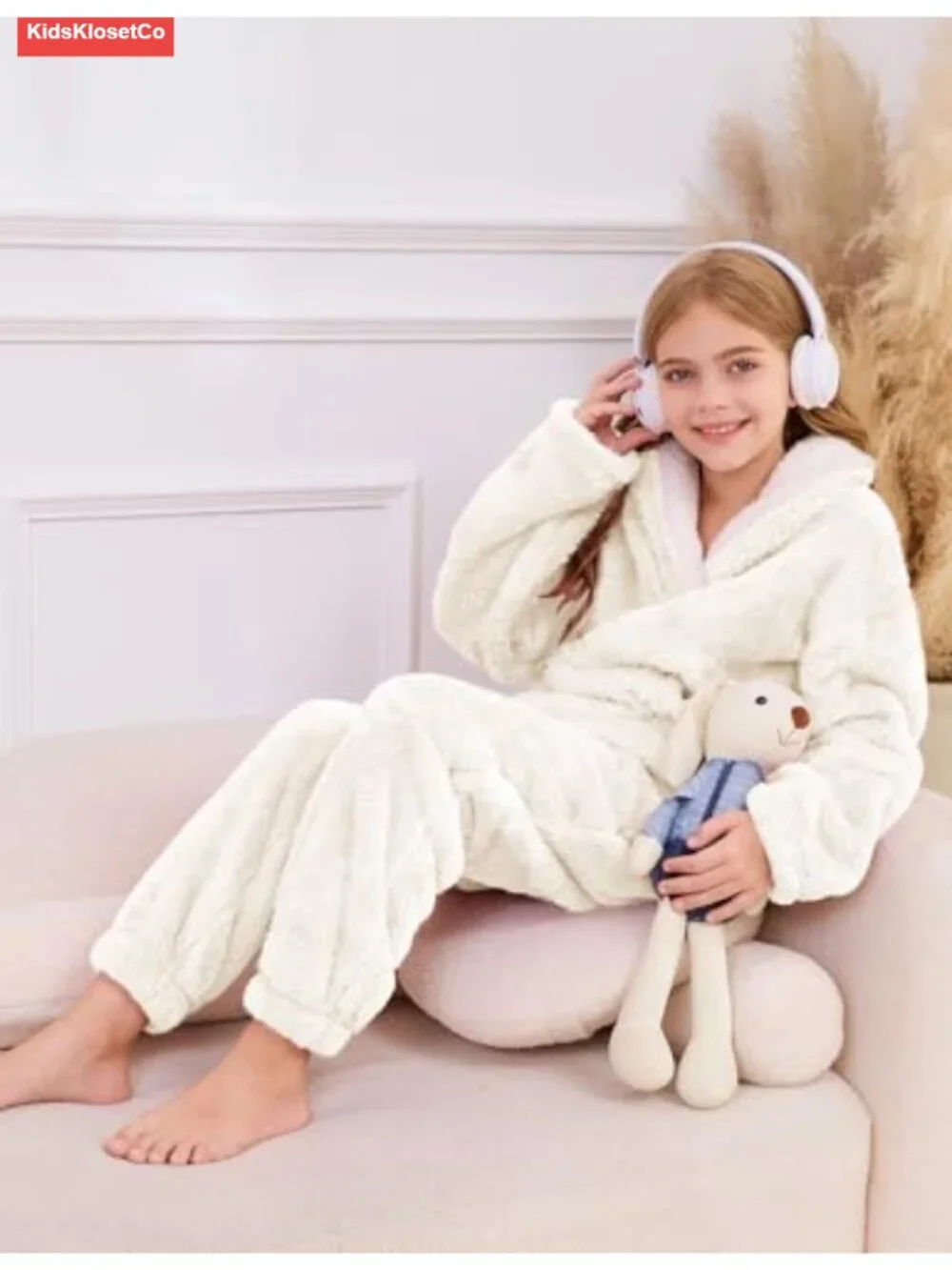 Girls Fleece Pants Set Fuzzy Pullover Top Matching Sweatsuit Winter Lounge